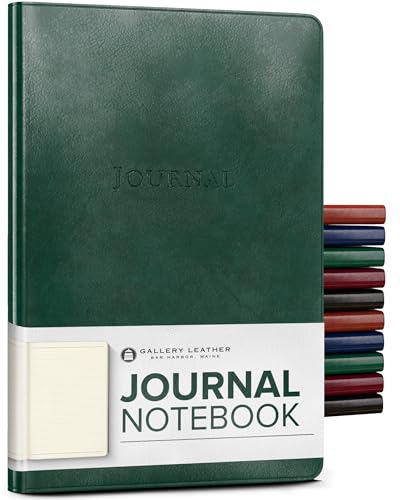 Gallery Leather Journal - Crafted in Maine, USA - Elegant Leather Writing Notebook with 192 Lined Pages - A Timeless Space for Your Thoughts - Acadia Green, 8x5.5, Desk Lined - Image 1