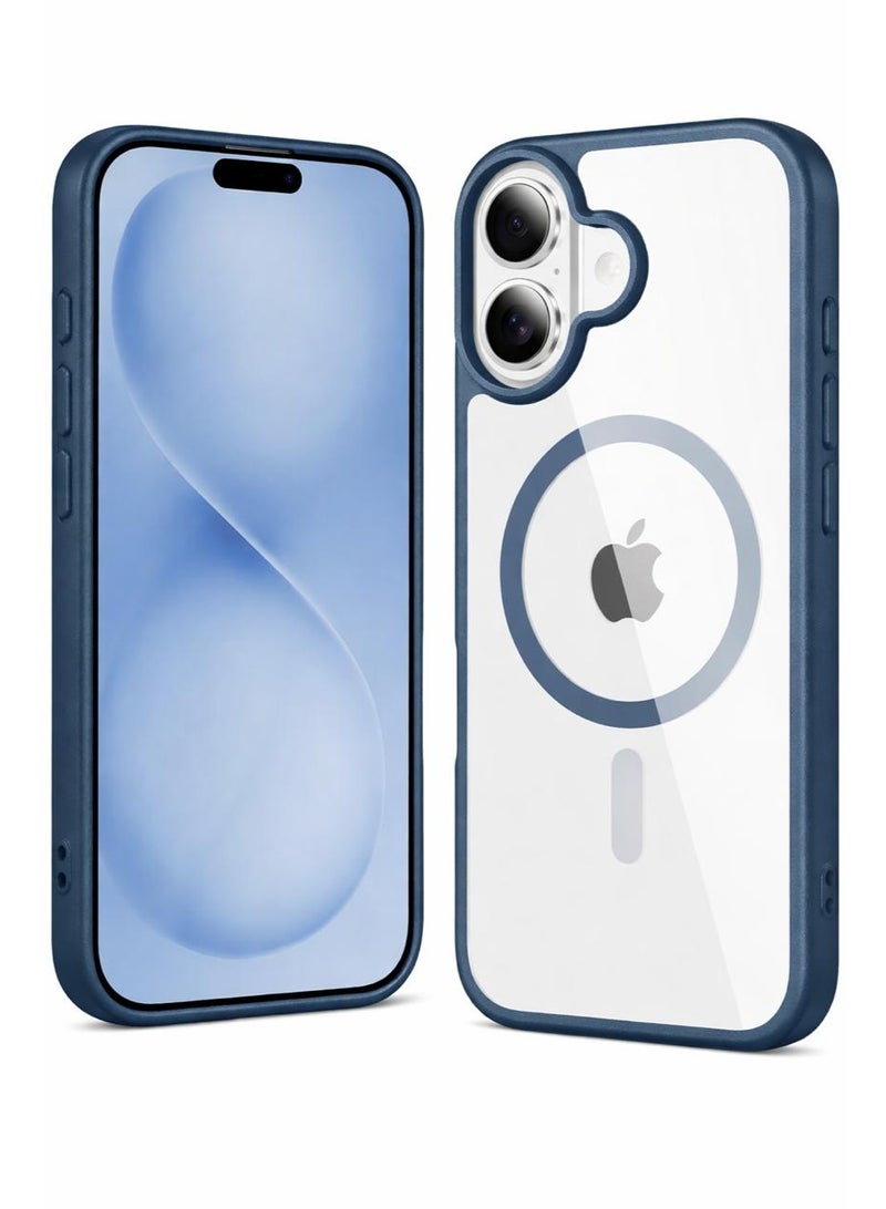 أكاليكس جراب مغناطيسي لهاتف iPhone 16 Plus [مقاوم للصدمات ونحيف]، غطاء خلفي صلب شفاف مع حماية فائقة |أزرق داكن - Image 1