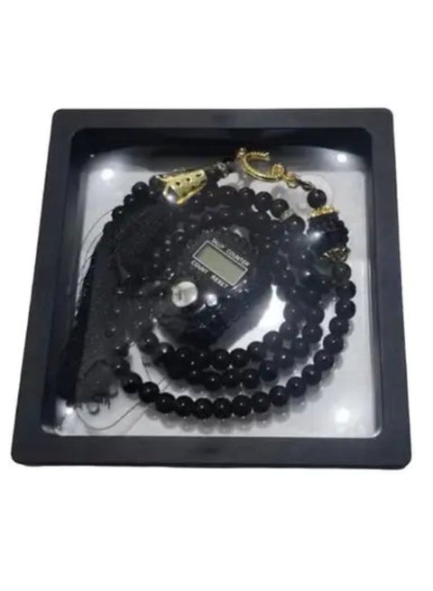 Digital Elegance 99 Glass Bead Tasbeeh Gift Set with Digital Counter Assorted