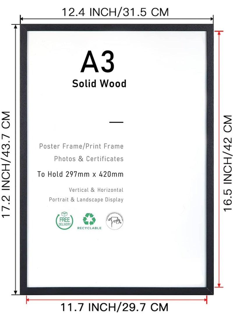 موثوقية التنبؤ مجموعة من إطارين للصورة على شكل شهادة، إطار صورة من خشب البلوط مع حامل، إطار ملصق A3 مع زجاج بلاستيكي للعرض على الحائط، 29.7 × 42 سم (أسود) - Image 3