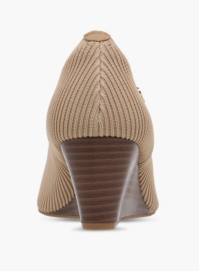 Celeste Women's Textured Slip-On Wedge Heel Shoes - Image 5