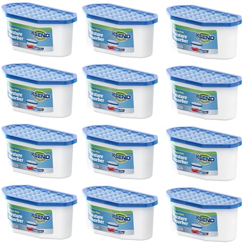 Ksend Moisture Absorbers, 12 Pack, Compact Dehumidifier for Closet, Efficient Humidity Absorber Boxes, Moisture Absorber for Closet, Odor Eliminator with Fragrance Free, Blue, 6.4oz, 300ml - Image 1