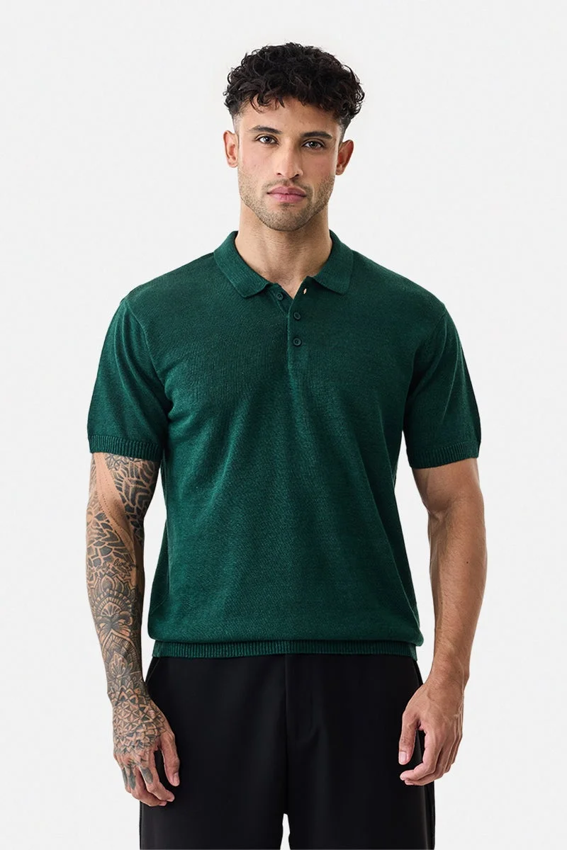 SNITCH Linen Blend Luxe Polo T-Shirt