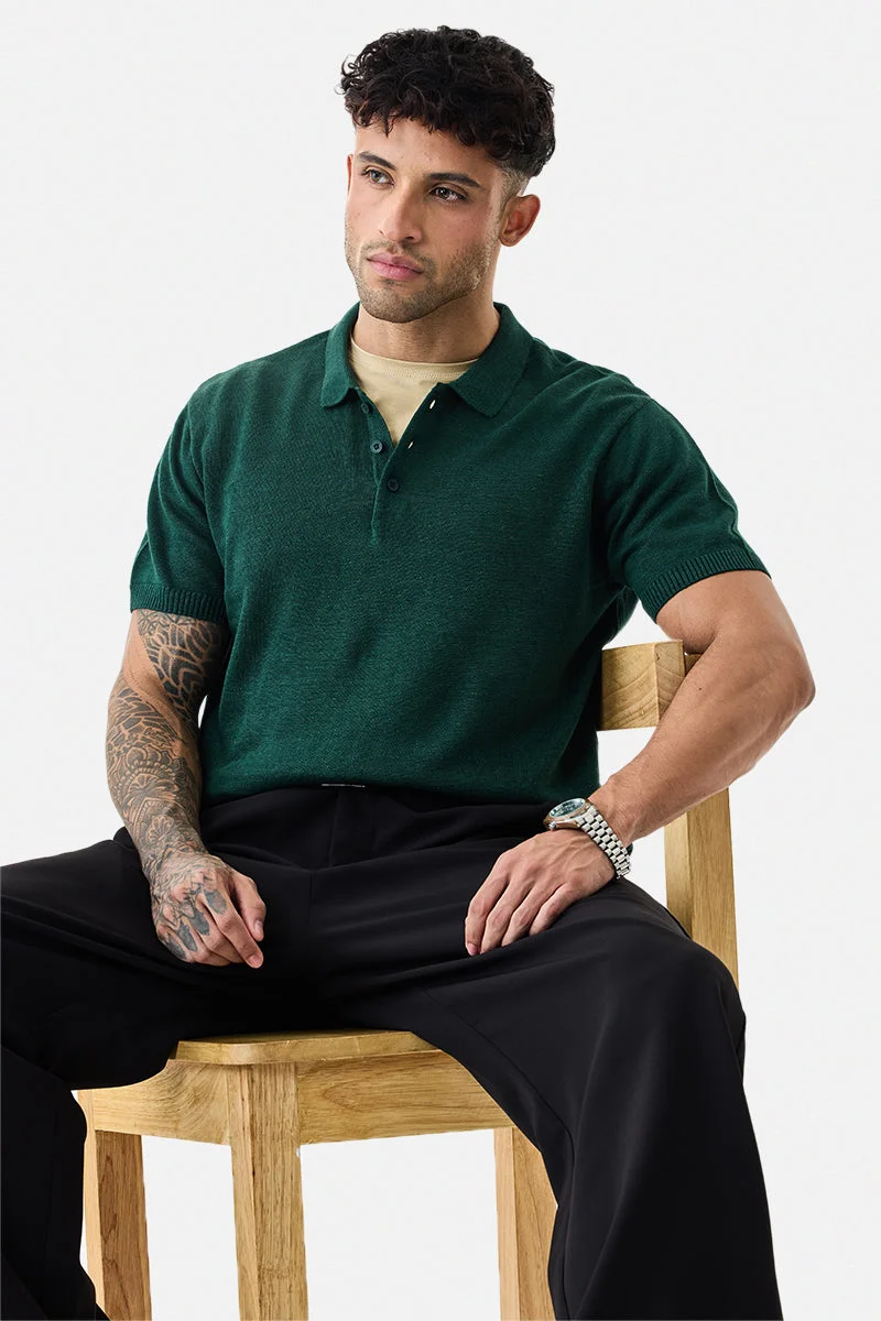 SNITCH Linen Blend Luxe Polo T-Shirt