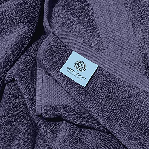 White Classic Luxury Bath Towels Set of 4 Large - 700 GSM Cotton Ultra Soft Bath Towels 27x54 | Highly Absorbent and Quick Dry | Hotel Towels for Bathroom Luxury, Plush Shower Towels, Navy - Image 5