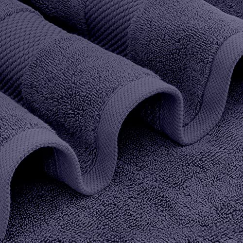 White Classic Luxury Bath Towels Set of 4 Large - 700 GSM Cotton Ultra Soft Bath Towels 27x54 | Highly Absorbent and Quick Dry | Hotel Towels for Bathroom Luxury, Plush Shower Towels, Navy - Image 3