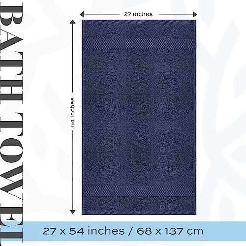 White Classic Luxury Bath Towels Set of 4 Large - 700 GSM Cotton Ultra Soft Bath Towels 27x54 | Highly Absorbent and Quick Dry | Hotel Towels for Bathroom Luxury, Plush Shower Towels, Navy - Image 4