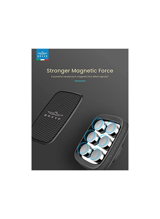 Brave Universal Magnetic Car Dashboard Mount Cell Phone Holder 360° Rotation Ultra Strong Neodymium Magnets With Strong Adhesive Compatible for all Smartphones (Grey) - Image 3