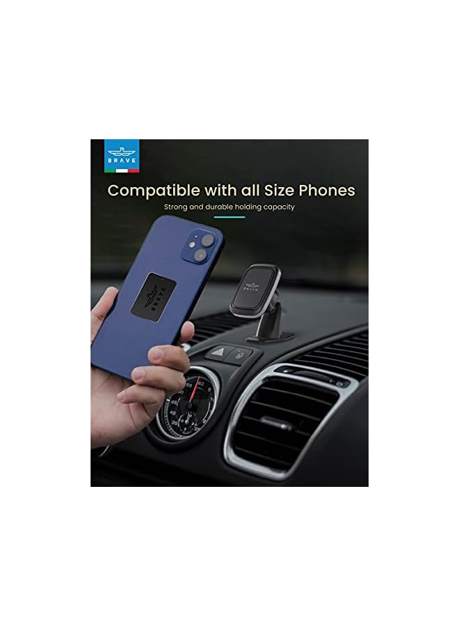 Brave Universal Magnetic Car Dashboard Mount Cell Phone Holder 360° Rotation Ultra Strong Neodymium Magnets With Strong Adhesive Compatible for all Smartphones (Grey) - Image 5