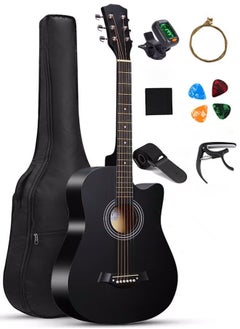 FLYHSO 38-Inch Guitar With Accessories Set for Kids and Adults with Guitar Bag Tuner Brass strings Capo String Pick and Clean Cloth for Gift  - Image 1