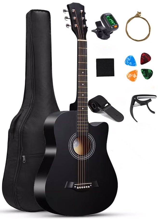 FLYHSO 38-Inch Guitar With Accessories Set for Kids and Adults with Guitar Bag Tuner Brass strings Capo String Pick and Clean Cloth for Gift  - Image 1