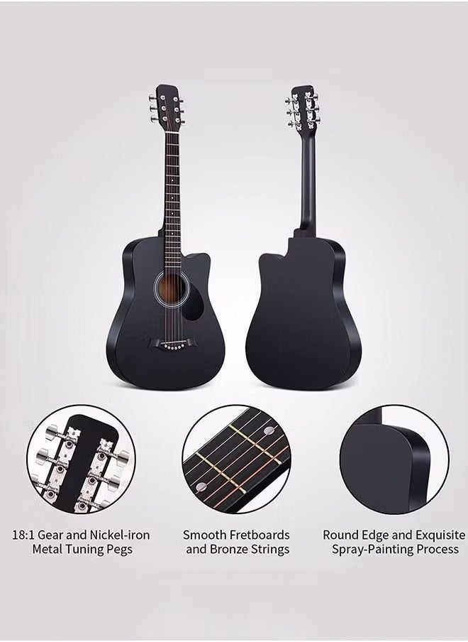 FLYHSO 38-Inch Guitar With Accessories Set for Kids and Adults with Guitar Bag Tuner Brass strings Capo String Pick and Clean Cloth for Gift  - Image 5