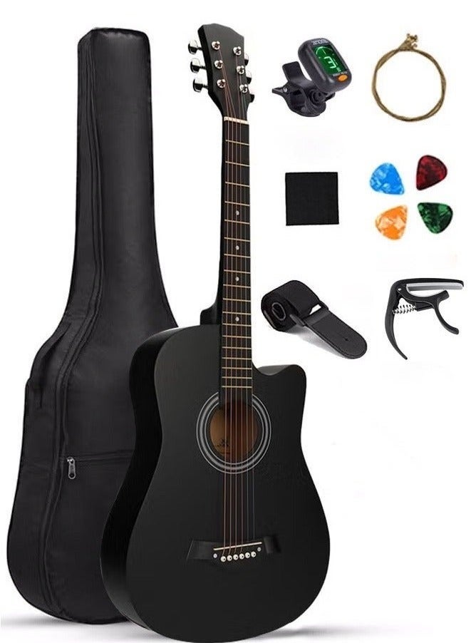 FLYHSO 38-Inch Guitar With Accessories Set for Kids and Adults with Guitar Bag Tuner Brass strings Capo String Pick and Clean Cloth for Gift - Image 1