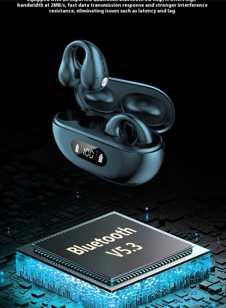 Bukela Wireless Sports Bluetooth Earbuds, Over-Ear Waterproof & Sweatproof, Long Battery Life with LED Display, Noise Cancelling HD Sound（Black） - Image 2