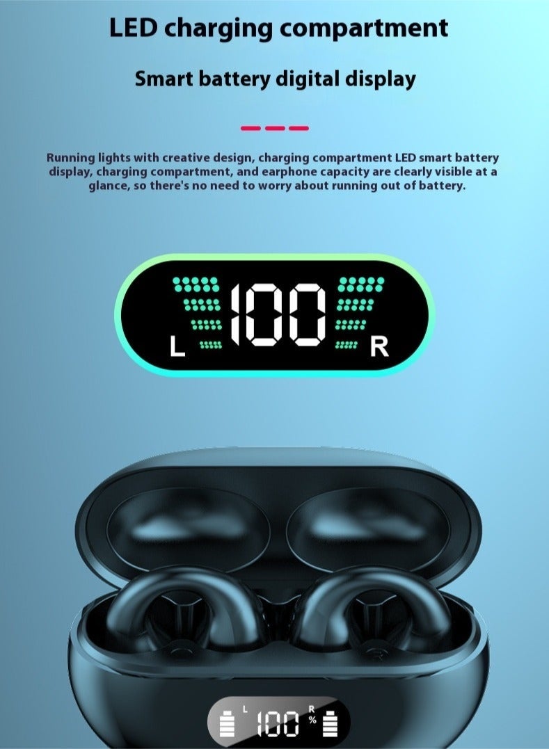 Bukela Wireless Sports Bluetooth Earbuds, Over-Ear Waterproof & Sweatproof, Long Battery Life with LED Display, Noise Cancelling HD Sound（Black） - Image 3