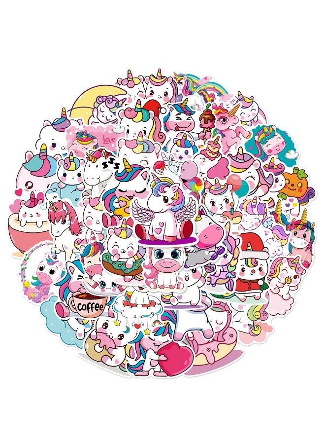 Unicorn Stickers for Girls Teens Kids 50 PCS Vinyl Water bottle Stickers for Unicorn Party Favors Birthday Decorations Goodie Bags Back to School - Image 1