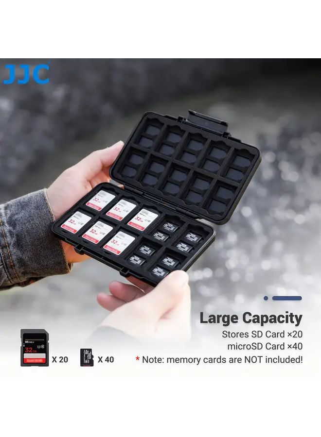 حالة بطاقة الذاكرة جي جي سي 60 فتحة: 20 من بطاقات إس دي و40 من بطاقات تي أف، حافظة متينة من مادة ABS منظمة - Image 2