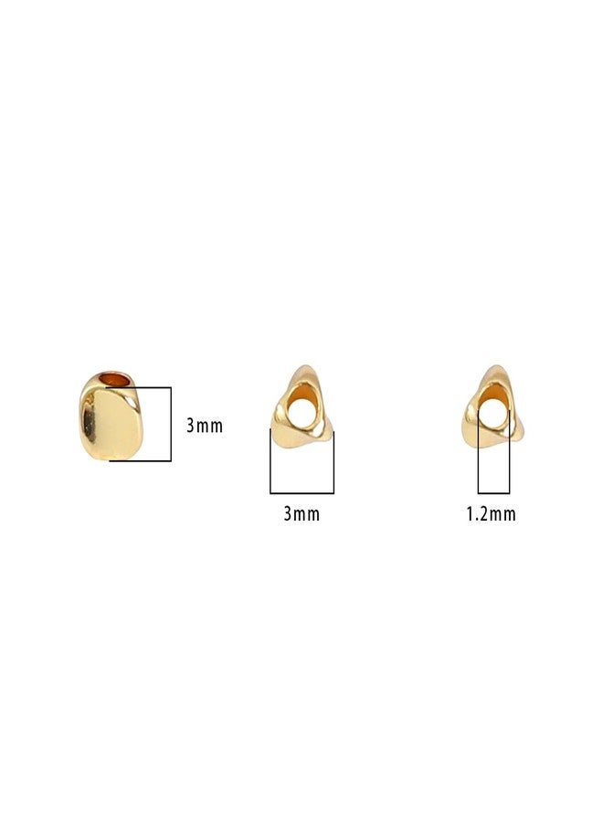 BEADIA 14K Gold Plated Twisted Spacer Beads 3x3mm 50pcs for Jewelry Making Findings Non Tarnish - Image 2