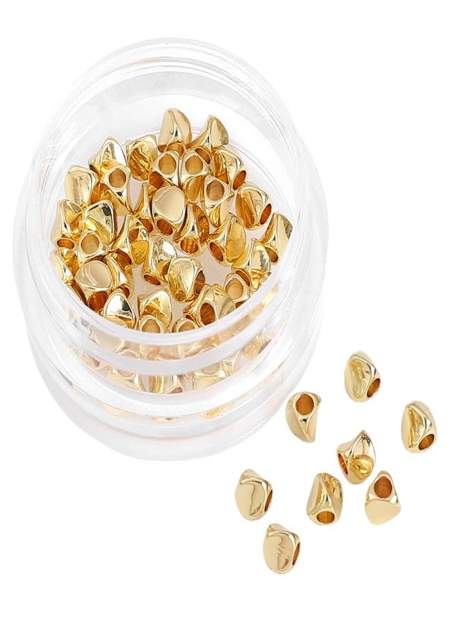 BEADIA 14K Gold Plated Twisted Spacer Beads 3x3mm 50pcs for Jewelry Making Findings Non Tarnish - Image 1