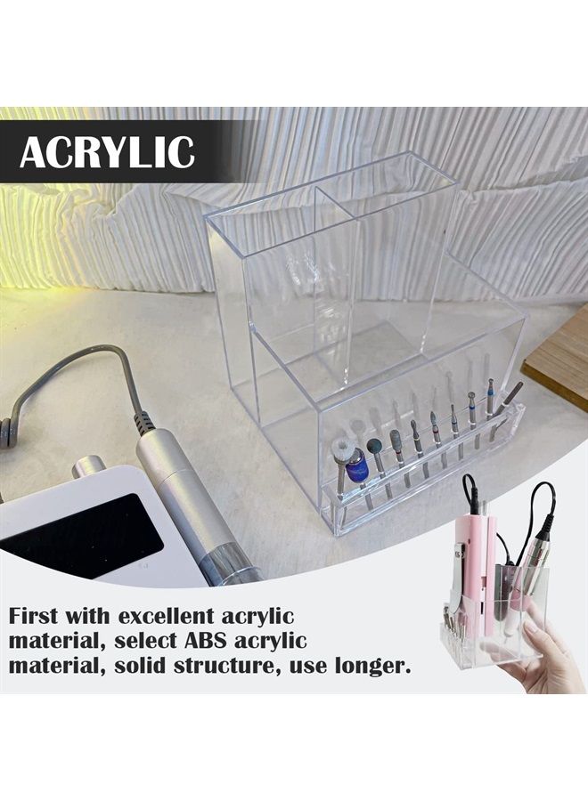 FERCAISH Acrylic Nail Tool Storage Rack, Nail Drill Grinding Bit Holder Box Stand Displayer for Nail Drill Manicure Tools(Clear) - Image 5