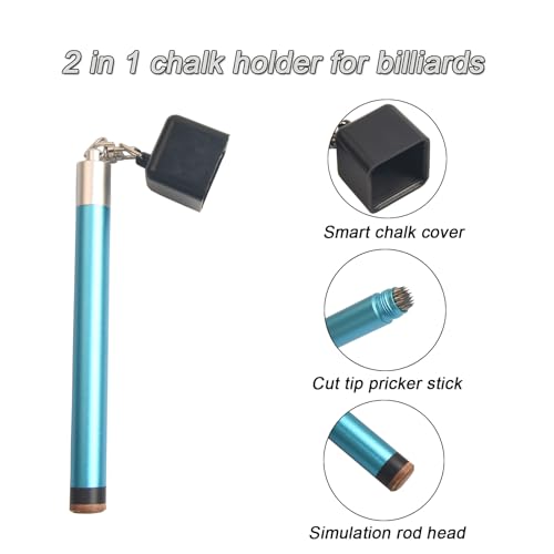 LAKE OF FIRE Square Pool Cue Chalk Holder – 2-in-1 Billiard Accessory with Pool Chalk Holder & Cue Tip Tool(Blue) - Image 3