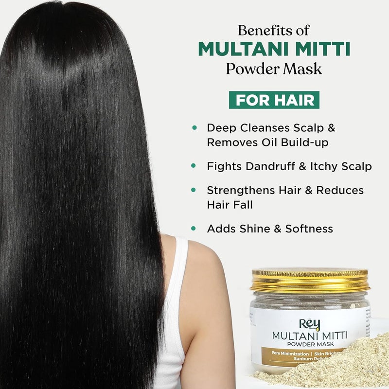 Rey Naturals Rey Naturals Multani Mitti For Face 200gm Multani Mitti Powder For Face Hair Multani Mitti Face Mask For Pore Minimization Detan Pack For Tan Removal Face pack for Women Men - Image 4