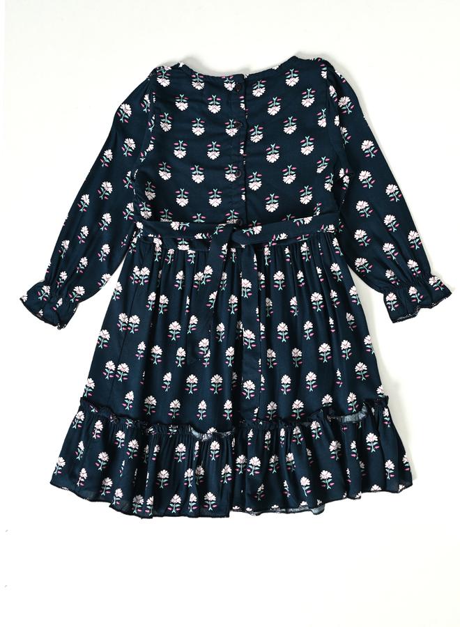 بيلا مودا فستان بيلا مودا بطبعات زهور بياقة مستديرة وطبقات - Image 3