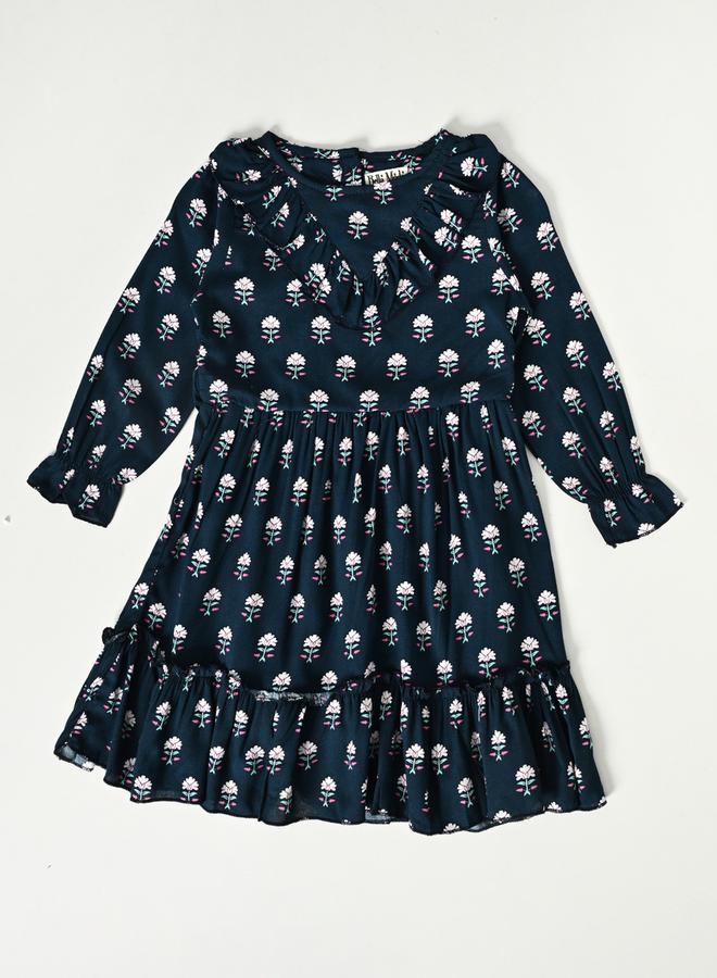 بيلا مودا فستان بيلا مودا بطبعات زهور بياقة مستديرة وطبقات - Image 2