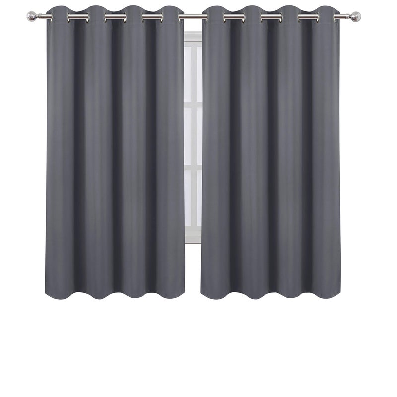 LEMOMO Grey Blackout Curtains 52 x 63 Inch/Gray Curtains Set of 2 Panels/Room Darkening Curtains for Bedroom Thermal Insulated Drape - Image 2