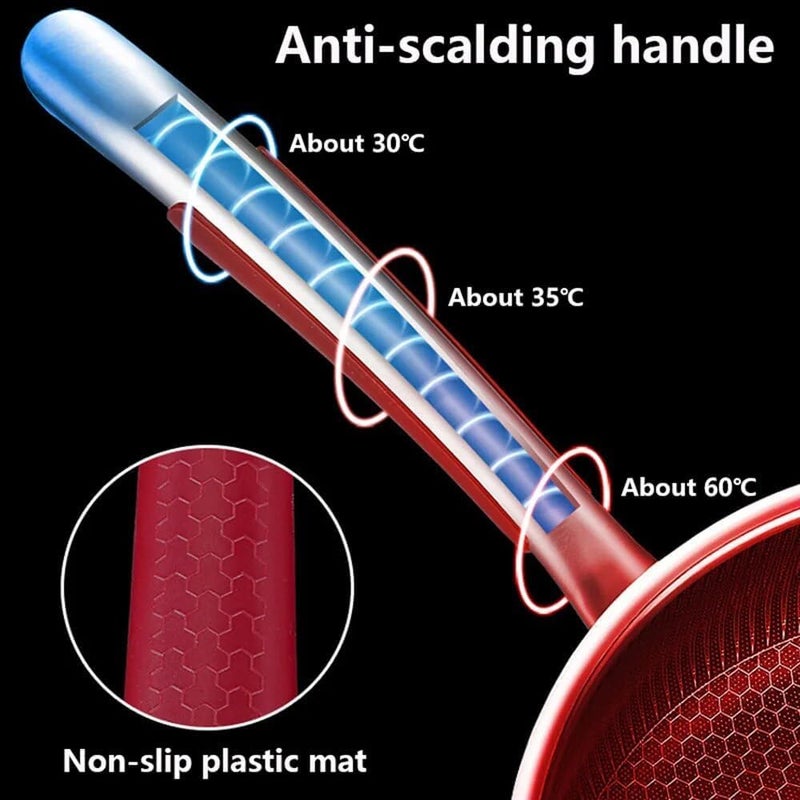 Drumil Stainless Steel Honeycomb Frying Pan Non-Stick Pan with Stainless Steel Handle Stay Cool | Best for Making Fried Rice,Noodles,Meat. - Image 5