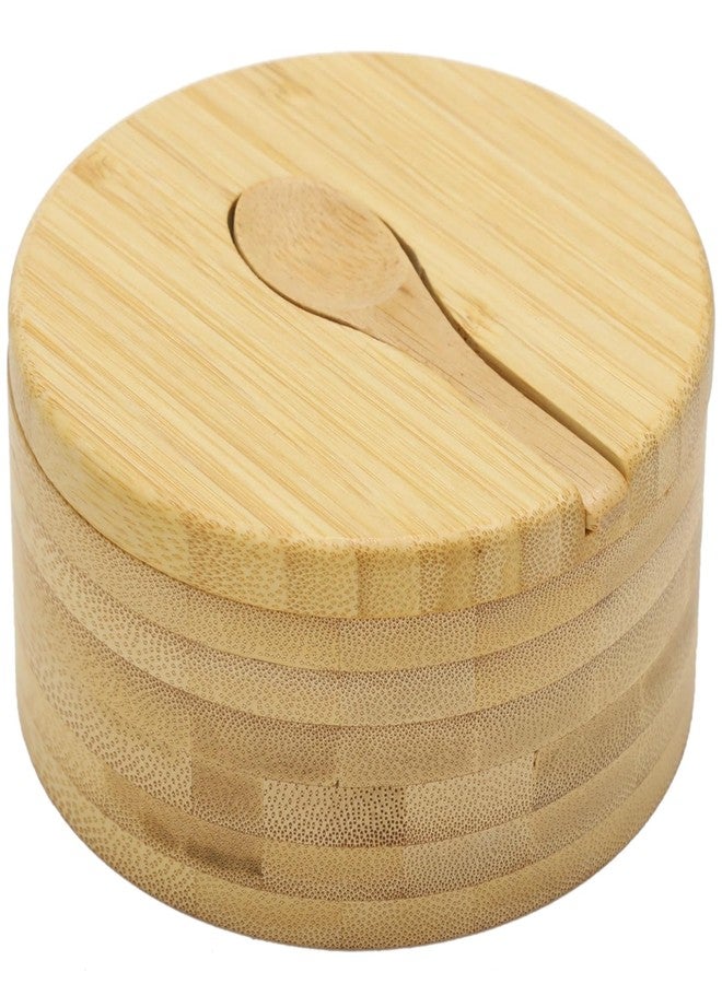 NIMBLOOM 3 Compartment Wood Spice Jar, Salt and Pepper Holder with Rotating Lid & Spoon, Dustproof Condiment Container for Kitchen Countertop, Versatile Spice Cellar for Home Cooking, Picnic, BBQ, Restaurant - Image 2