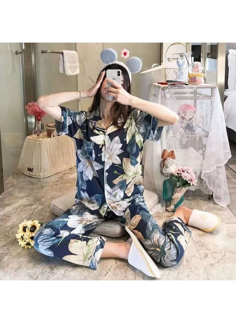 DubaiGallery طقم بيجاما نسائي بأكمام طويلة من القطن لفصل الخريف والشتاء