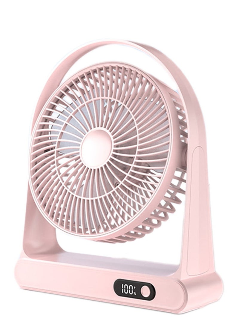 On Mart Small Fan Desktop Fan with Strong Airflow Quiet Operation Adjustable Head 360°Rotatable USB Smart Mini Fan Portable Charging Electric Fan for Home Bedroom Office Outdoor Table Pink - Image 1