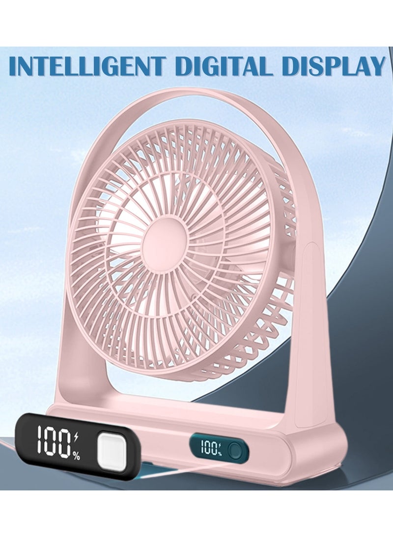 On Mart Small Fan Desktop Fan with Strong Airflow Quiet Operation Adjustable Head 360°Rotatable USB Smart Mini Fan Portable Charging Electric Fan for Home Bedroom Office Outdoor Table Pink - Image 2