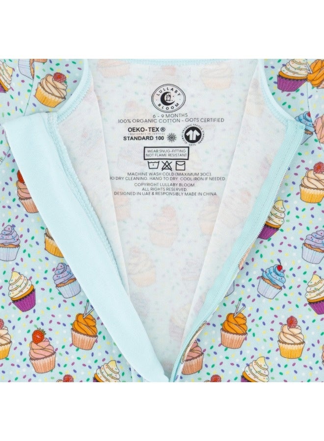 Lullaby Bloom Premium 100% Certified Organic Cotton Baby Essential Infant Sleepsuit Romper for Baby Girls and Boys Unisex Cupcake - 6-9 Months - Image 4