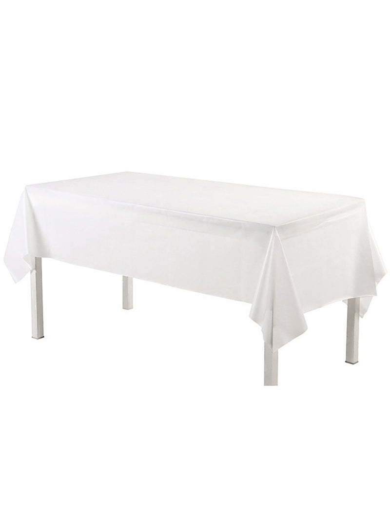 Disposable Table Cloth , 137 x 274cm Table Cloths for Parties, Decorative Tablecloths for Rectangle Tables, White Plastic Table Cover, Leakproof and Sturdy  - Image 1