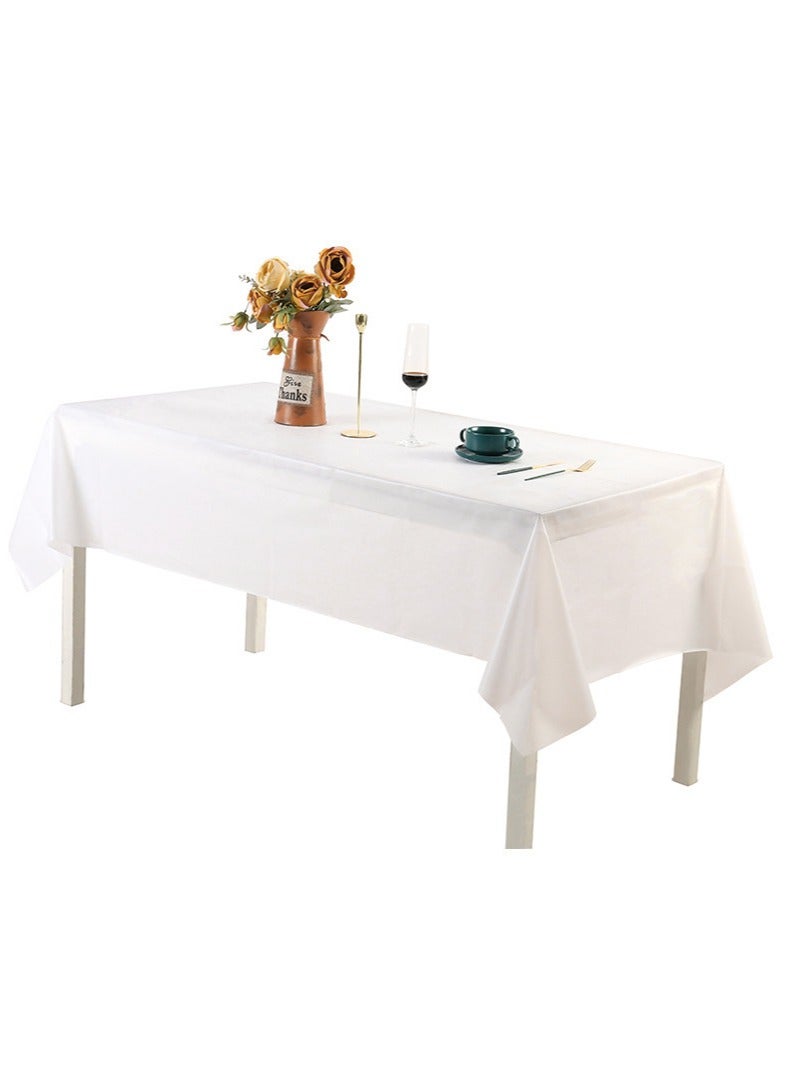 Disposable Table Cloth , 137 x 274cm Table Cloths for Parties, Decorative Tablecloths for Rectangle Tables, White Plastic Table Cover, Leakproof and Sturdy  - Image 3
