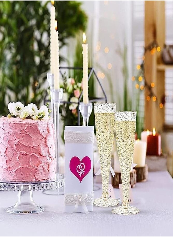 AMERTEER - 30-Piece Glittering Gold Disposable Flutes - Elegant Plastic Glasses for Parties, Weddings and Showers - Image 1