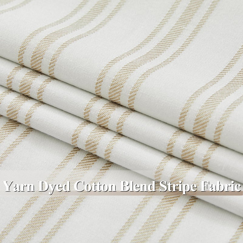 ZJDECOR Beige Striped Blackout Curtain Panels 95 Inch Length Modern Stripe on White Cotton Blend Light Filtering Fabric with White Liner Room Darkening Window Treatment Back Tab Rod Pocket 55 ""Wx95 ""Lx2 - Image 4