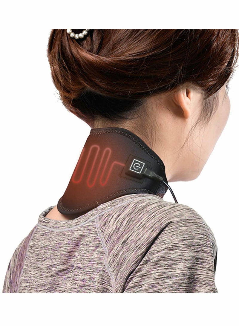 Electric Neck Warmer Wrap Heating Pad for Shoulder Cervical Pain Relief Portable Size Heated Massager with Three Adjustable Heat Modes Black - Image 1