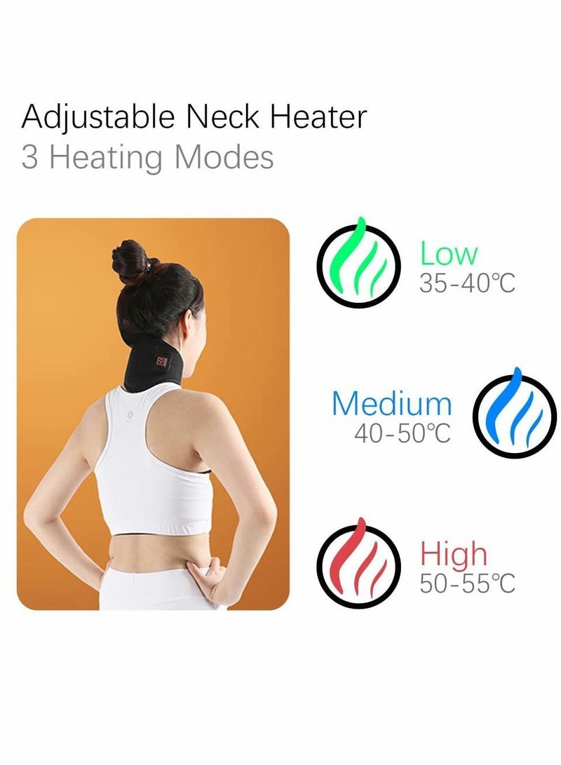 Electric Neck Warmer Wrap Heating Pad for Shoulder Cervical Pain Relief Portable Size Heated Massager with Three Adjustable Heat Modes Black - Image 3