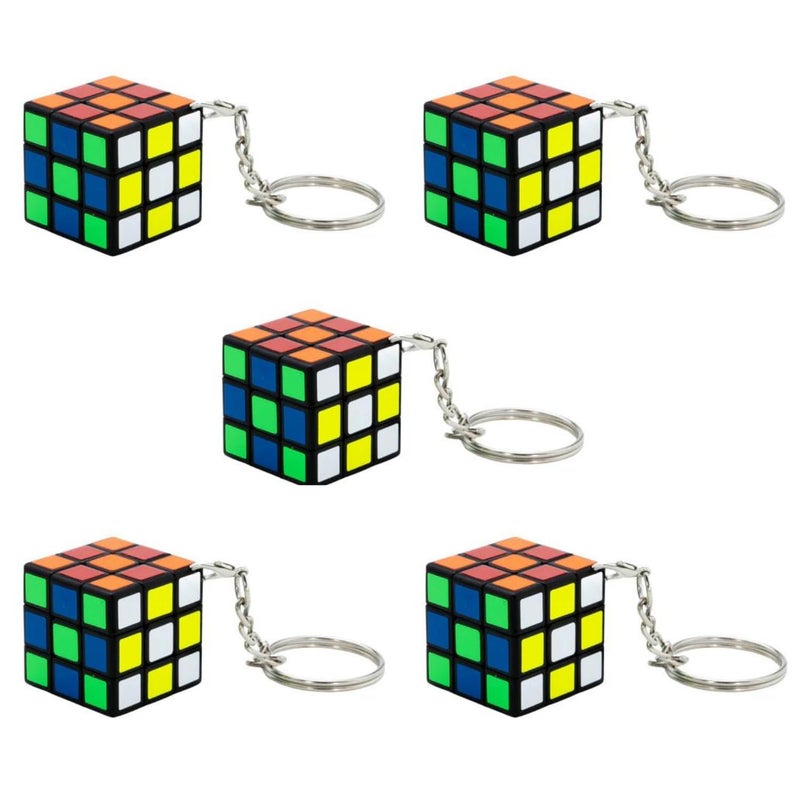 Cubelelo Drift Keychain 3x3 (Stickered) Cube Pack of 5 | Mini Speed Cube | Portable & Fun | Suitable for All Ages | Great Gift Idea - Image 5