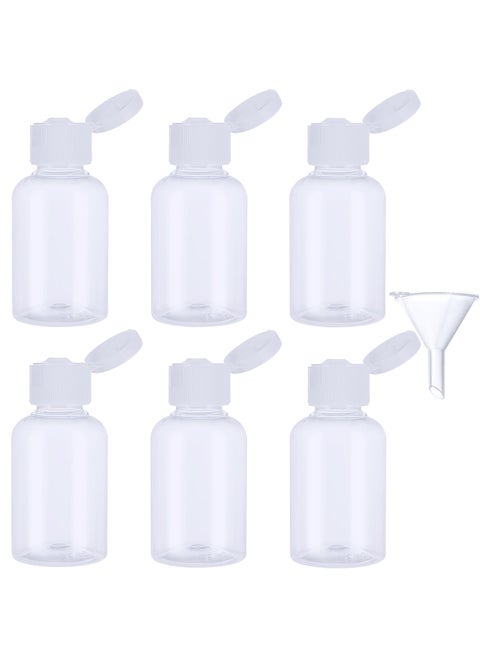 DIY Crafts Pack Of 6 Pcs Design No 1 Transparent Plastic Air Flight Travel Bottle Set with Small FunnePack Of 6 Pcs Design No 1