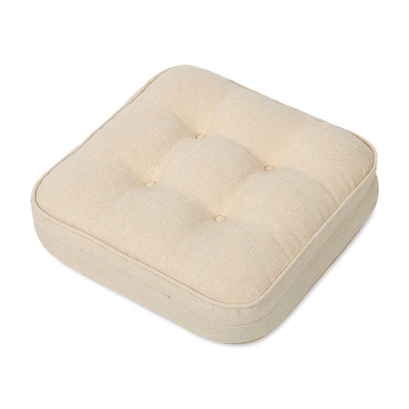 GOFORIT Chair Cushions,Tufted Shredded Memory Foam Chair Pads, Non-Slip Seat Cushions with Removable Cover, 16'' x 16'', Beige - Image 1