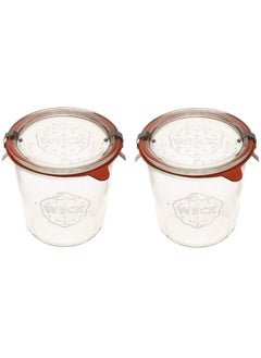 Weck Weck Canning Jars 742 - Weck Mold Jars made of Transparent Glass - Eco-Friendly Canning Jar - Storage for Food, Yogurt with Air Tight Seal and Lid - 1/2 Liter Tall Jars Set - (2 Jars)  - Image 1