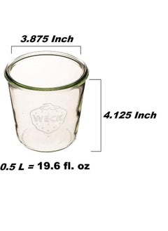 Weck Weck Canning Jars 742 - Weck Mold Jars made of Transparent Glass - Eco-Friendly Canning Jar - Storage for Food, Yogurt with Air Tight Seal and Lid - 1/2 Liter Tall Jars Set - (2 Jars)  - Image 2