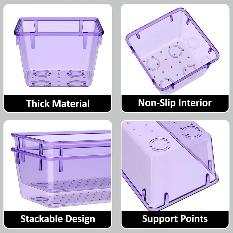 JD FRESH Set of 20 Drawer OrganiserUnbreakable Drawer OrganizerDressing Table OrganizerMultiPurpose Storage BoxesDrawer Divider Tray for KitchenBedroomOffice Purple - Image 4