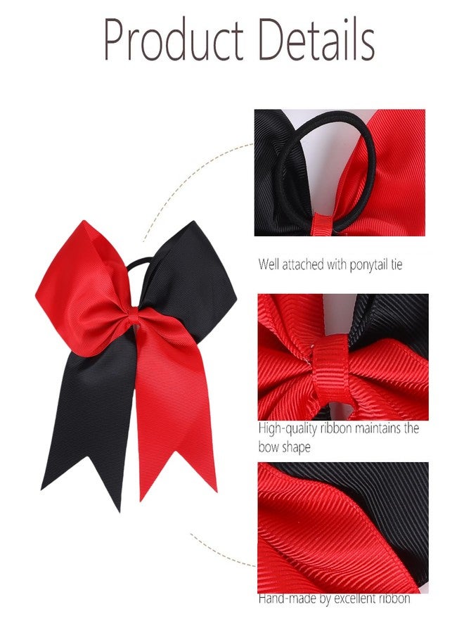 Hipcheer 20pcs 8" Large Red and Black Cheer Bows for Girls, Hand-made Grosgrain Ribbon Hair Accessories for Teen Girls Softball Cheerleader Sports (Red/Black (Pack of 20)) - Image 2