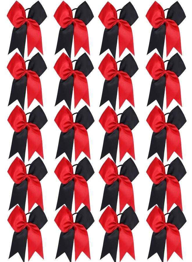 Hipcheer 20pcs 8" Large Red and Black Cheer Bows for Girls, Hand-made Grosgrain Ribbon Hair Accessories for Teen Girls Softball Cheerleader Sports (Red/Black (Pack of 20)) - Image 1