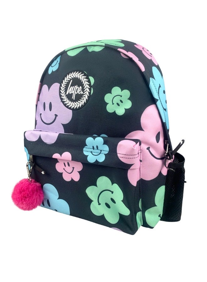 JUST HYPE Iconic Backpack - Black Happy Flowers - Image 2